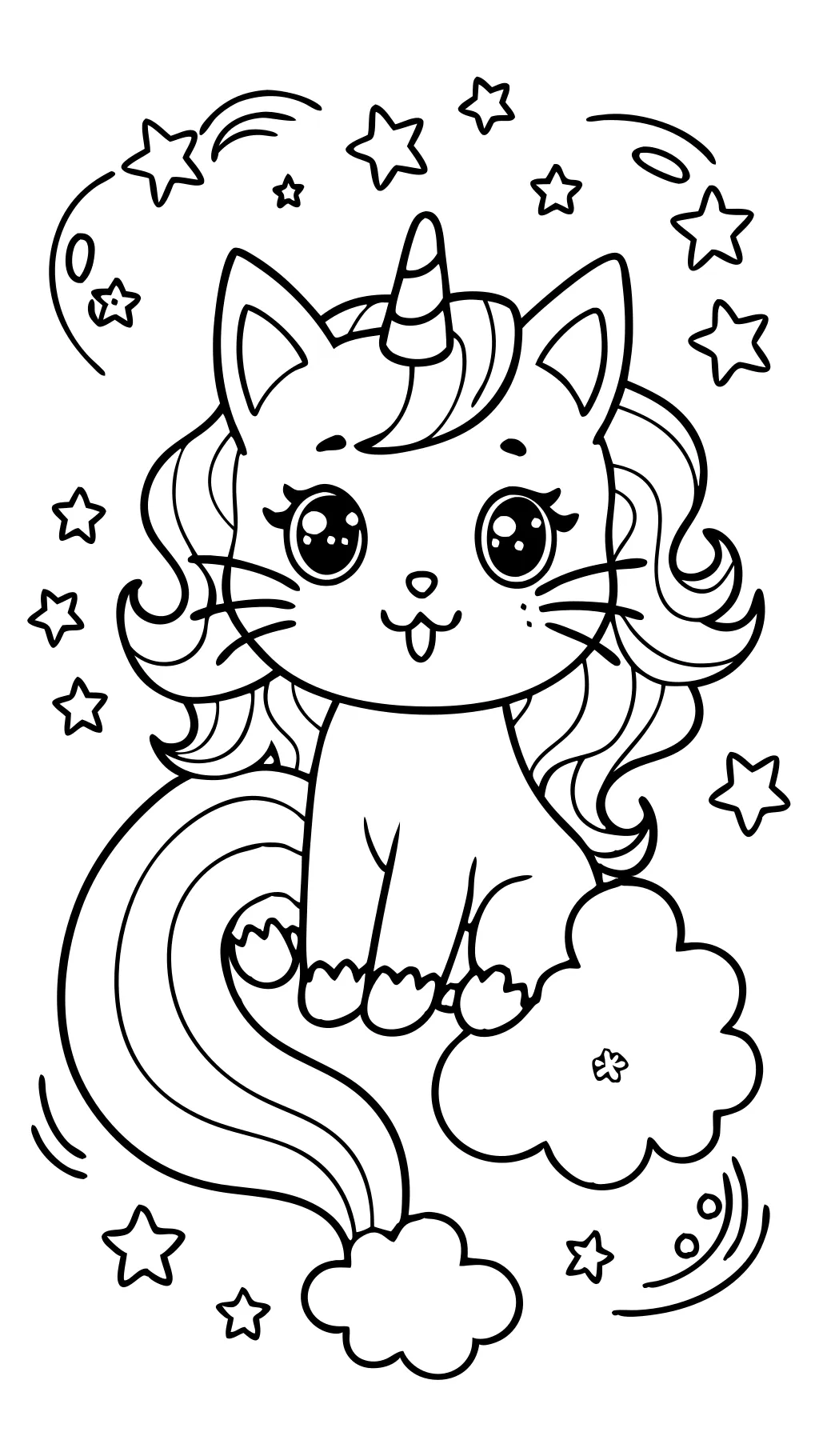 Página para colorear de Kitty Unicornio